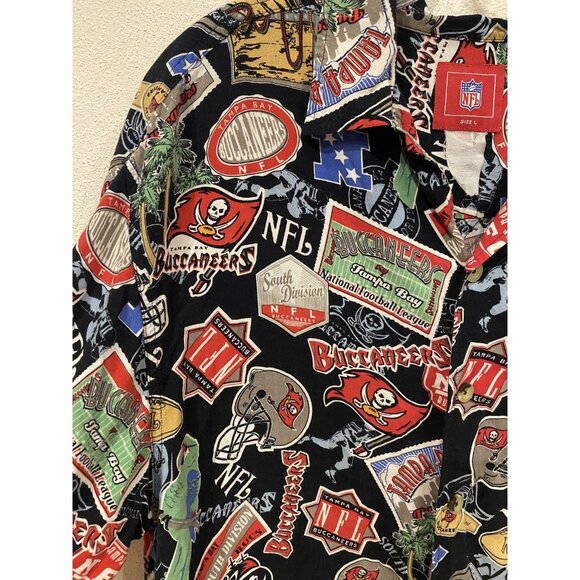 Tampa Bay Buccaneers Shirt Mens Large Black NFL Football All Over Print - Picture 3 of 4